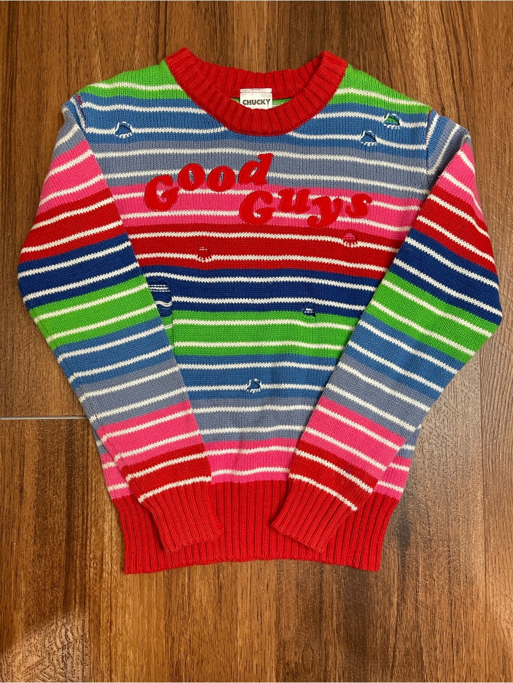 Chucky Good Guys Striped Distressed Sweater Size Kids S